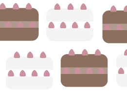 ケーキをたくさん作ったイラスト
