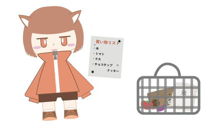 リサイクル君が買い物をしている写真